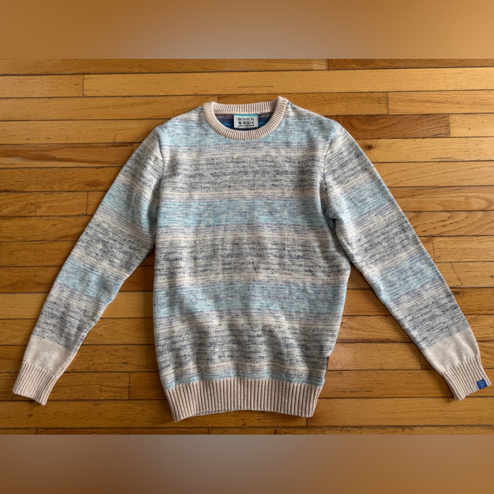 Scotch & Soda Blue and Beige Crewneck Sweater